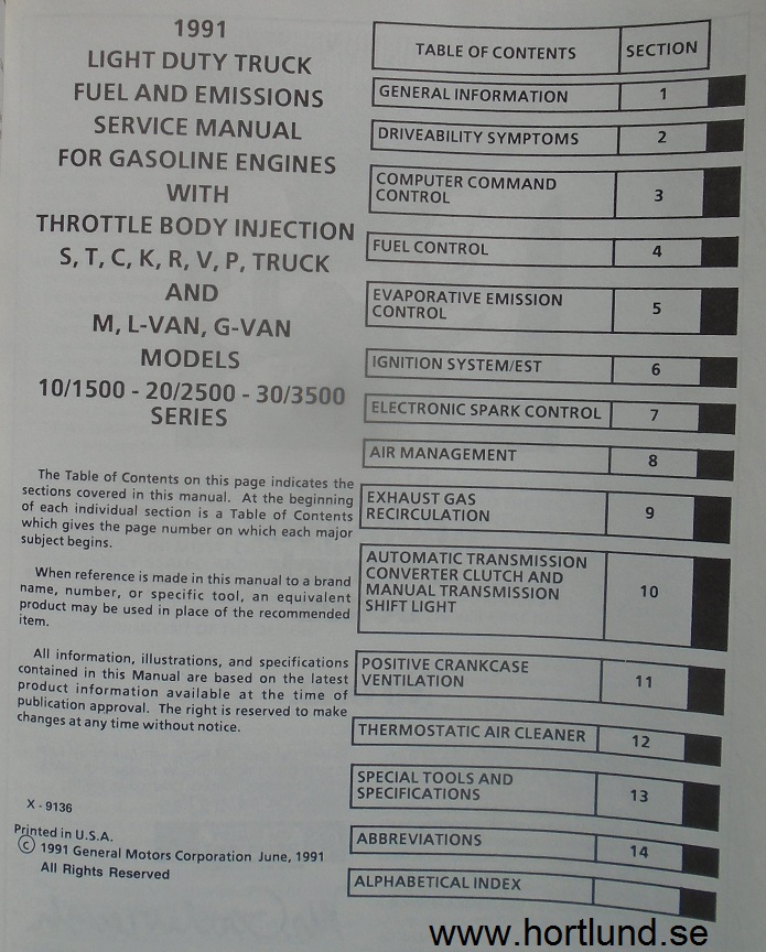 1991 GMC Light Duty Trucks Service Manual Fuel and Emissions Including Driveability - 3