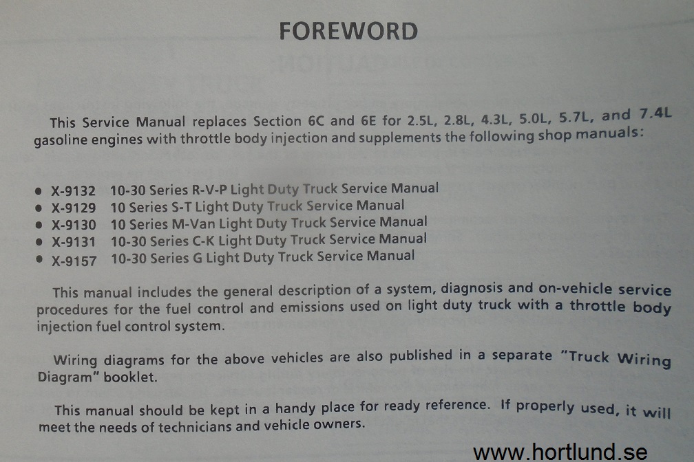 1991 GMC Light Duty Trucks Service Manual Fuel and Emissions Including Driveability - 2