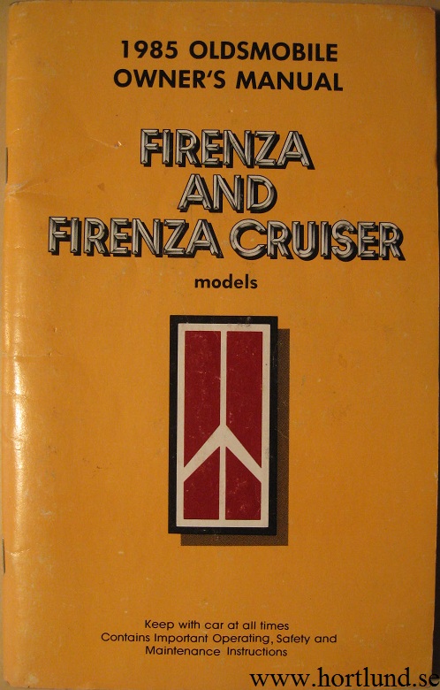 1985 Oldsmobile Firenza Owner's Manual