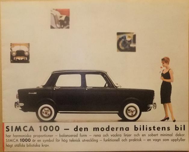 1963 Simca 1000 broschyr svensk