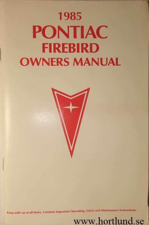 1985 Pontiac Firebird Owners Manual