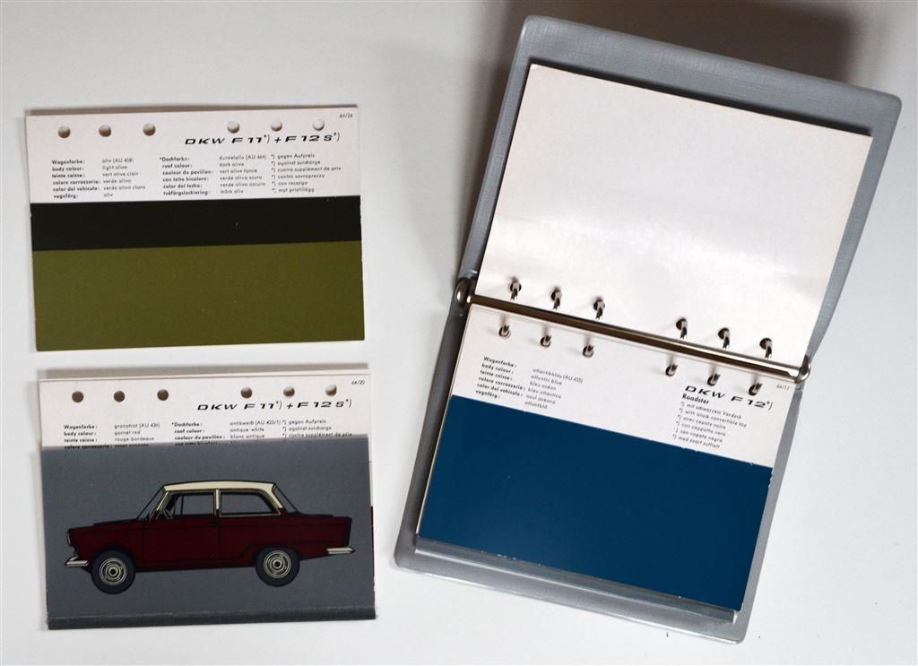 1964 DKW pärm med lackprover F102, F11, F12 S & F12 Roadster - 2