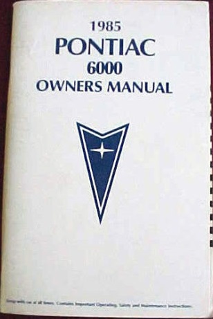 1985 Pontiac 6000 Owners Manual