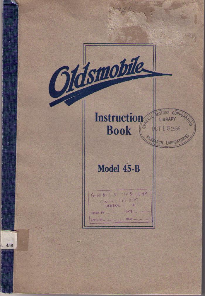 1919 - 1920 Oldsmobile Instruction Book Model 45-B