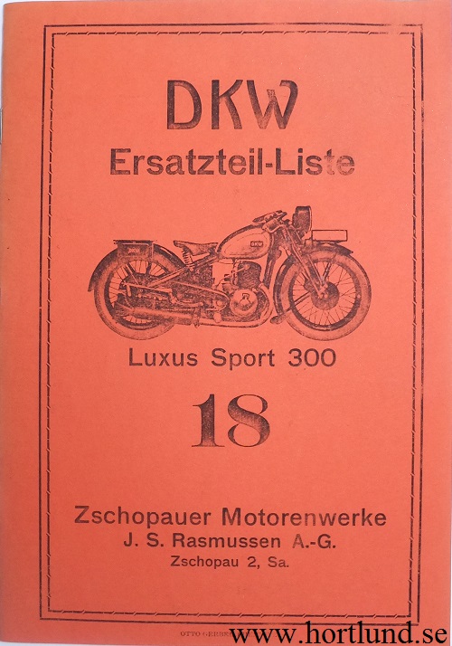 1930 DKW Luxus Sort 300 Reservdelskatalog
