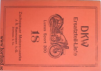 1930 DKW Luxus Sort 300 Reservdelskatalog