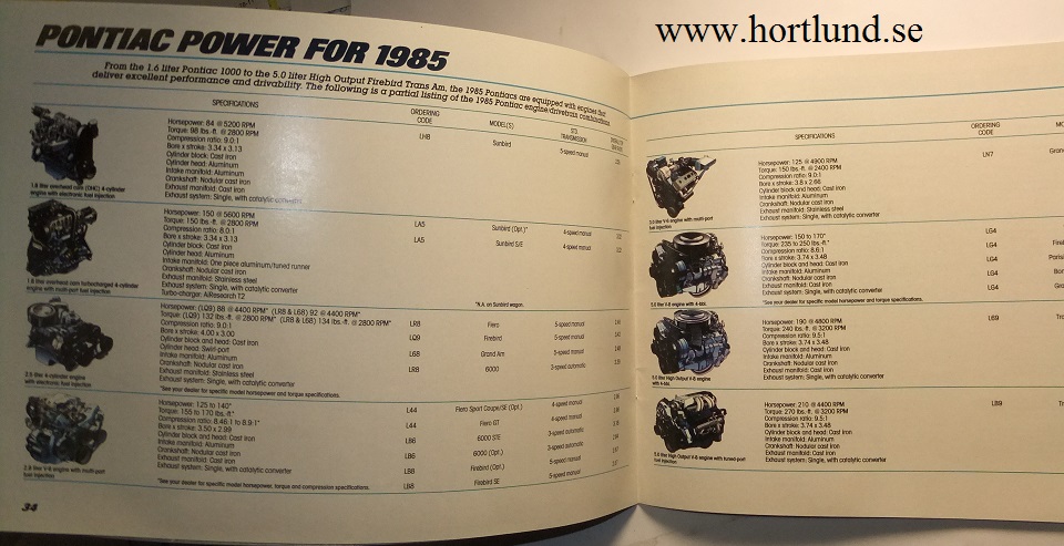 1985 Pontiac broschyr alla modeller - 4