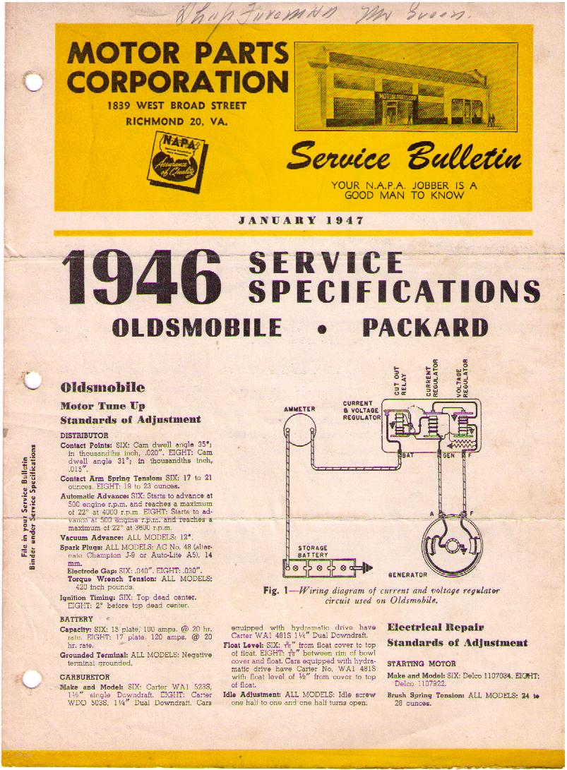 1946 Oldsmobile Packard Service Specifications
