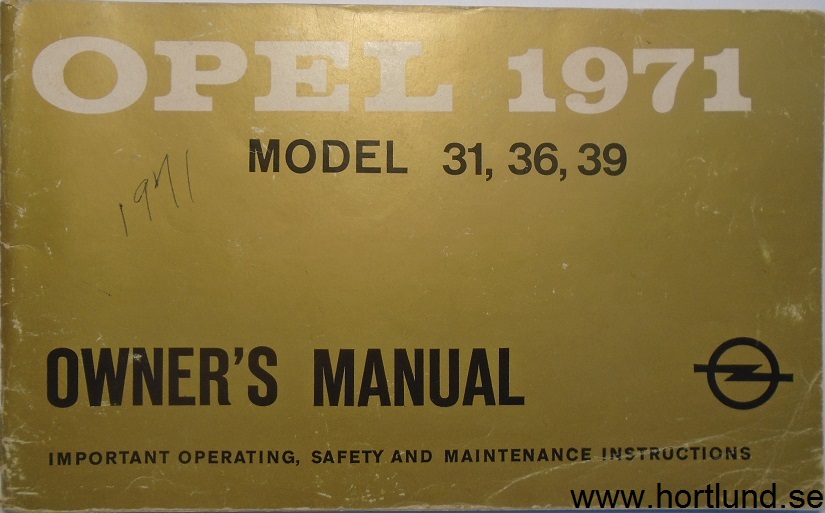1971 Opel Kadett Owner's Manual