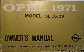 1971 Opel Kadett Owner's Manual