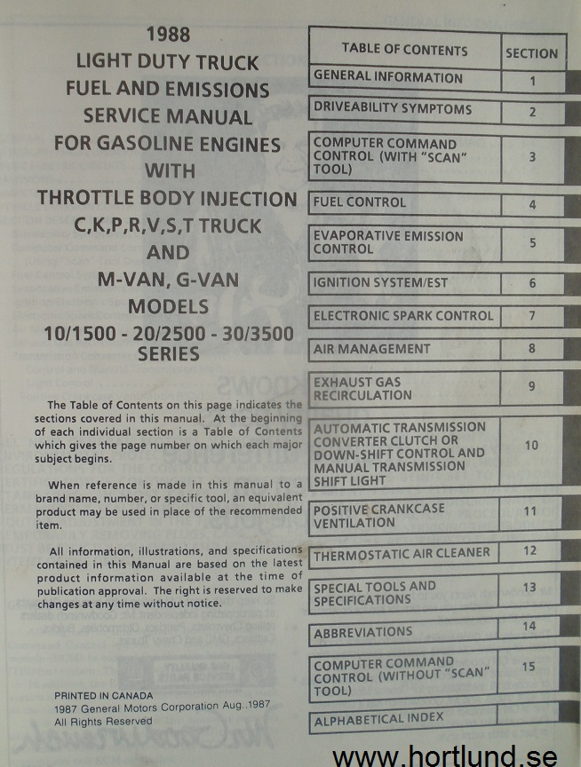 1988 GMC Light Duty Trucks Service Manual Fuel and Emissions Including Driveability - 2