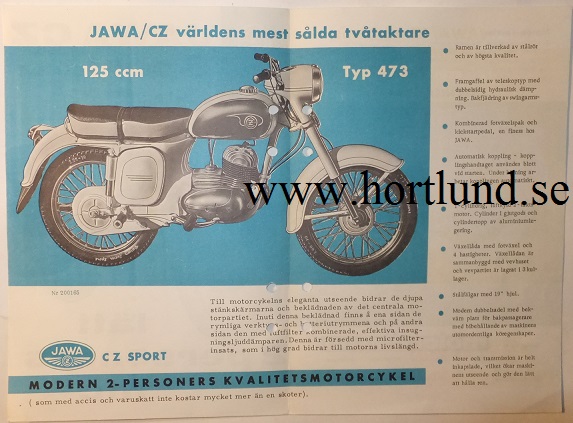 1965 CZ 125 Sport typ 473 broschyr - 2