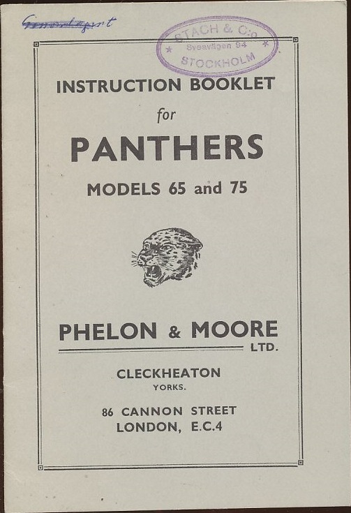 1949 Panther Model 65 and 75 Instruction Booklet