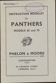 1949 Panther Model 65 and 75 Instruction Booklet
