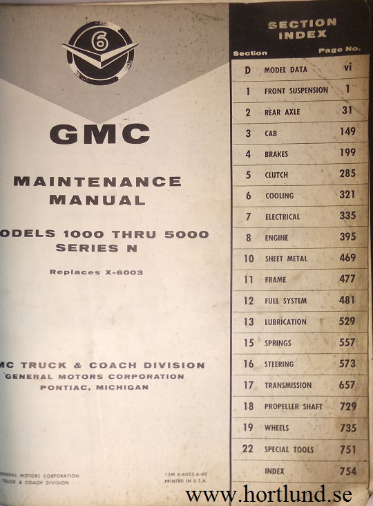 1960 GMC 1000-5000 Truck Maintenance Manual - 2