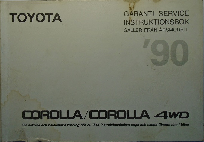 1990 Toyota Corolla Instruktionsbok