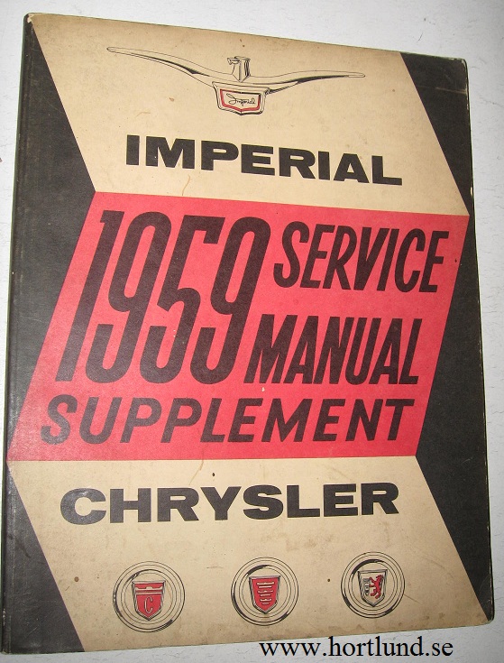 1959 Chrysler och Imperial Service Manual supplement original