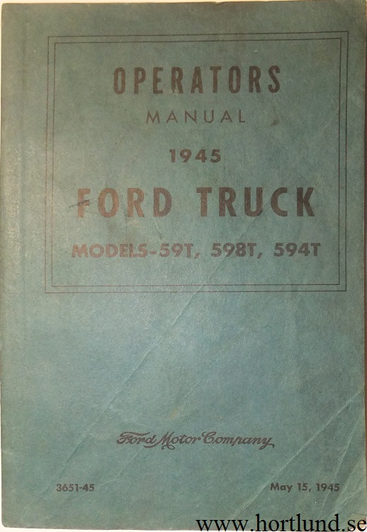 1945 Ford Truck V8 Operators Manual