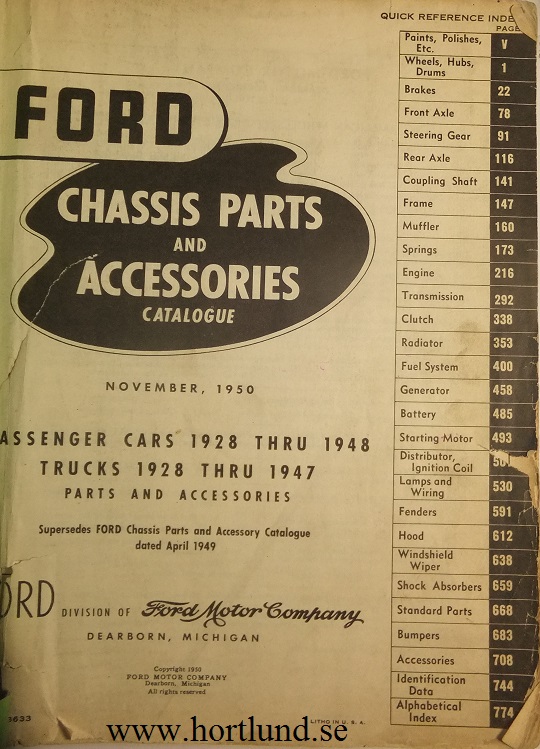 www.hortlund.se 1928 1948 Ford Chassis Parts and Accessories Catalogue
