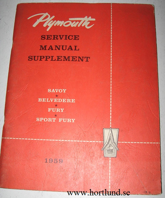 1959 Plymouth Service Manual supplement