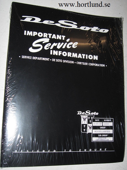 1959 De Soto Service Manual supplement