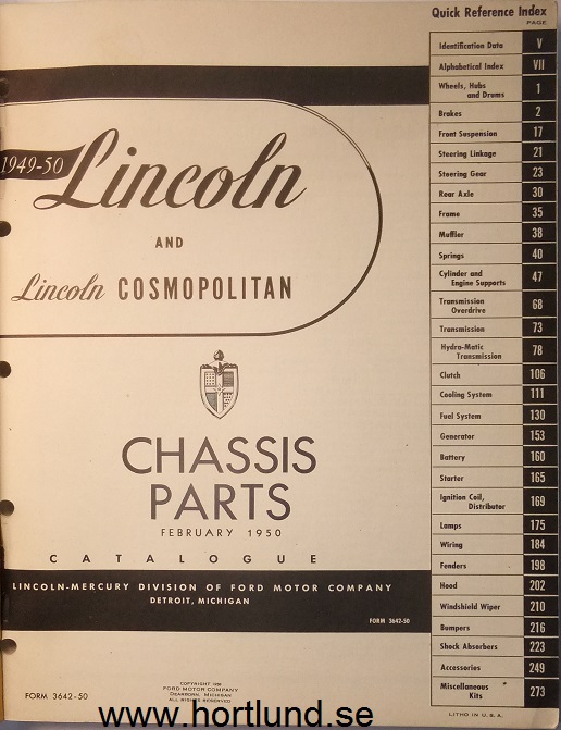 1949-1950 Lincoln Chassis Parts Catalogue - 2