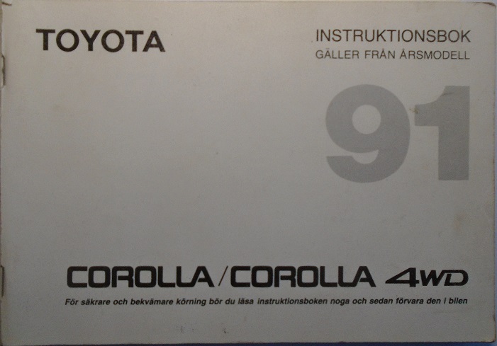 1991 Toyota Corolla Instruktionsbok