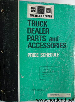 1988 GMC Truck Dealer Parts and Accessories Price Schedule