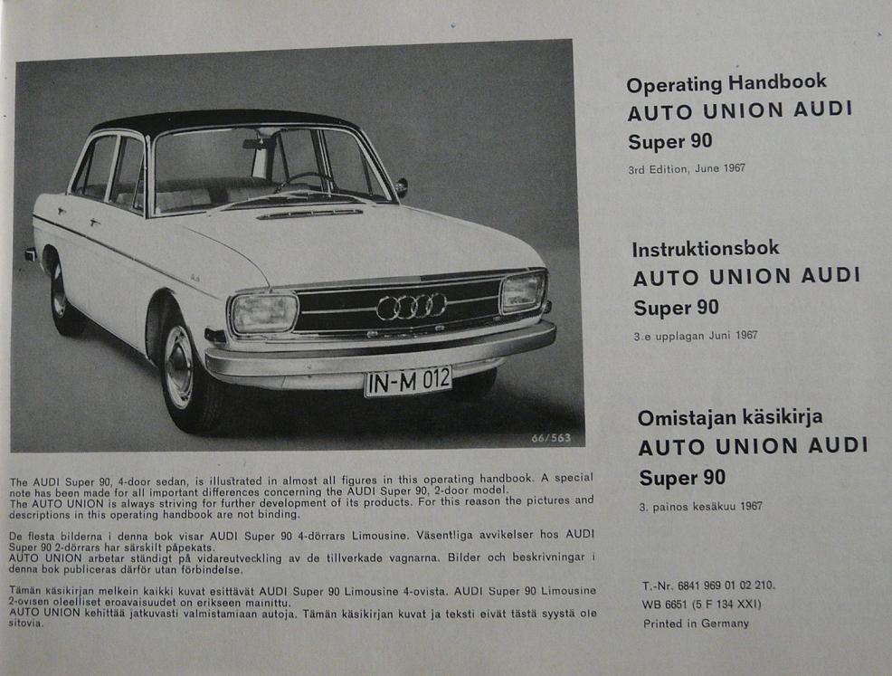 1967 Audi 90 Super Instruktionsbok - 2