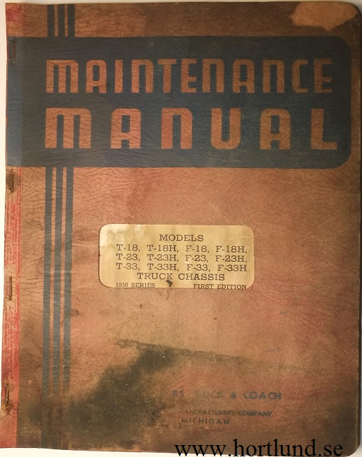 1938 GMC T & F 18, 23, 33 Truck Maintenance Manual