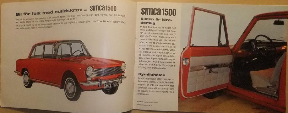 1964 Simca 1500 broschyr svensk - 2