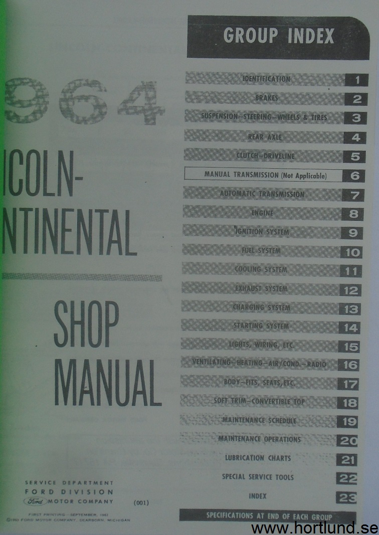 1964 Lincoln Continental Maintenance Manual - 2