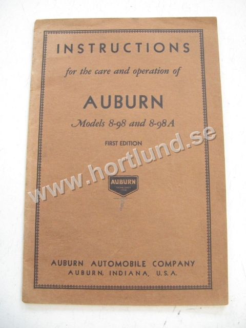 1931 Auburn Instructions Models 8-98 and 8-98A First edition