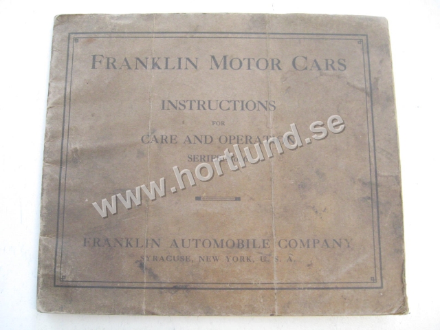 1913-1914 Franklin Instructions for Care and Operation Series No.6