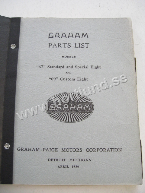 1935 Graham-Paige Parts List Models 67 68 69