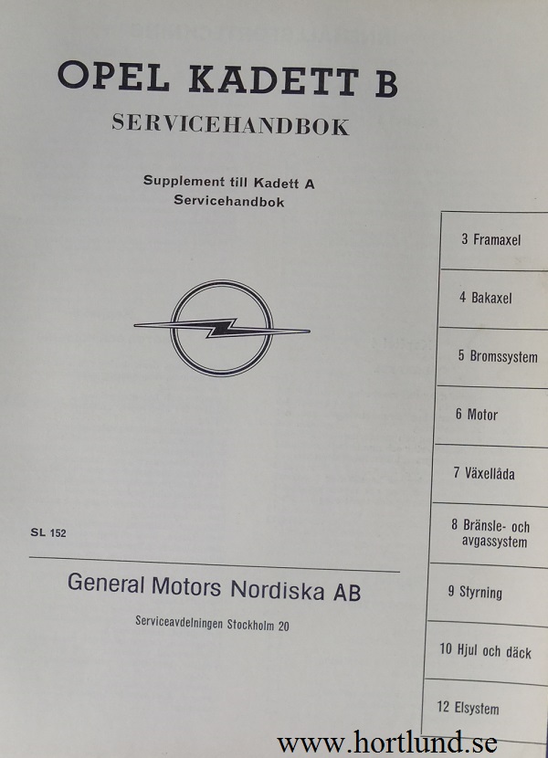 1967 Opel Kadett B Servicehandbok - 2