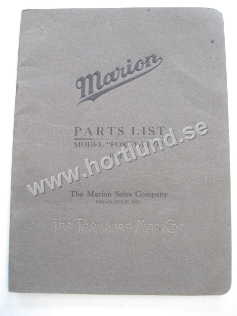 1911 Marion Parts List Model Forty-Five