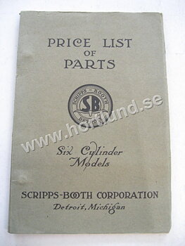 1919-1921 Scripps-Booth Price list of parts Six Cylinder Models