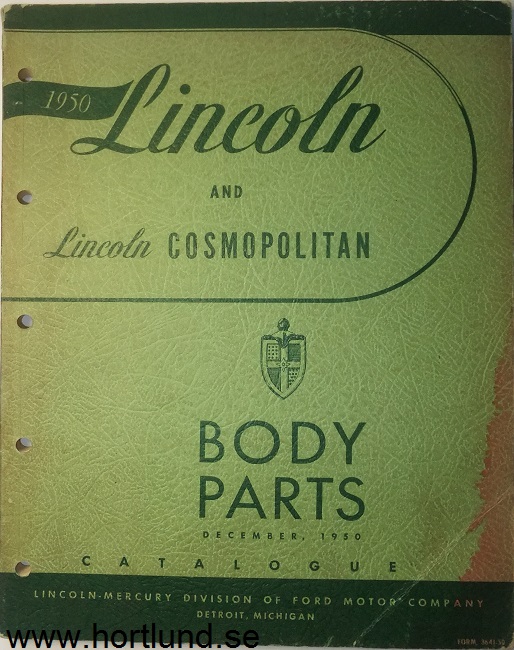 1950 Lincoln Body Parts Catalogue