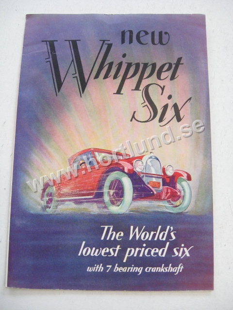 1928 Whippet Six The worlds lowest priced six with 7 bearing crankshaft försäljningsbroschyr