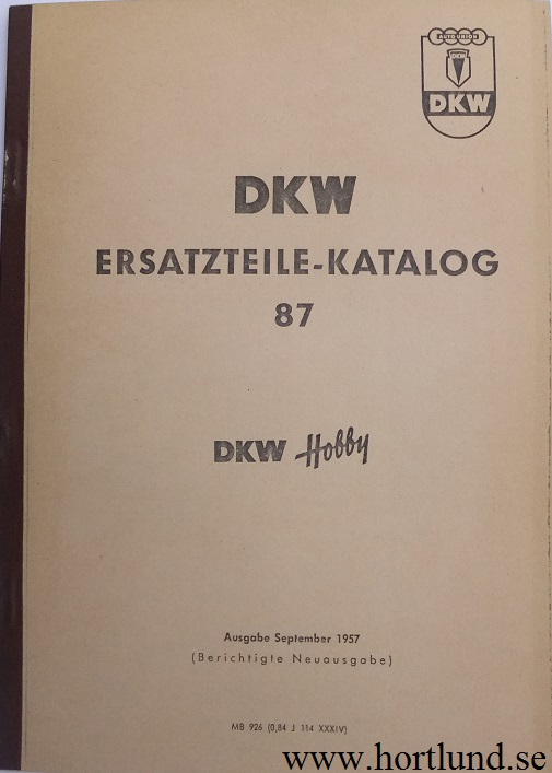 1957 DKW Hobby  Reservdelskatalog