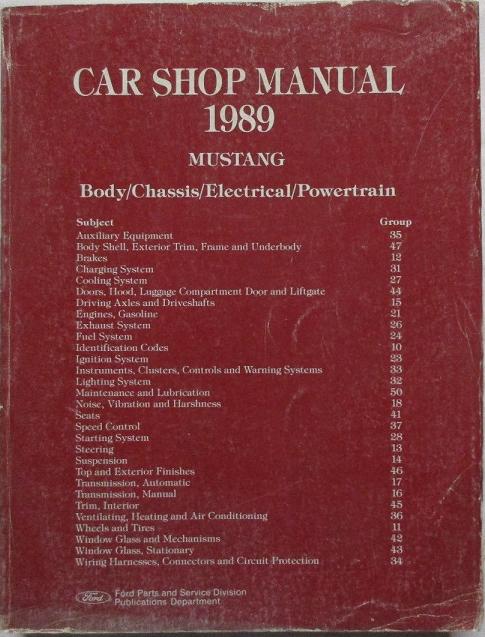 1989 Ford Mustang Shop Manual