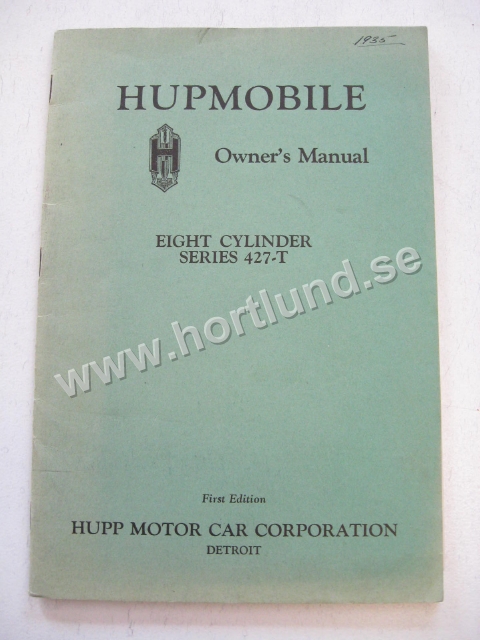 1935-1937 Hupmobile Owners Manual Eight Cylinders Series 427-T