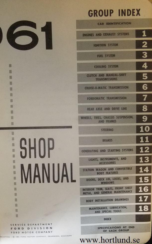 1961 Ford Car Shop Manual - 3
