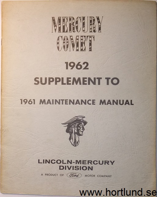 1962 Mercury Comet Maintenance Manual supplement