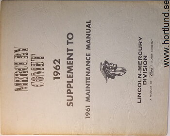 1962 Mercury Comet Maintenance Manual supplement