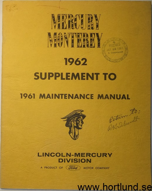 1962 Mercury Monterey Maintenance Manual