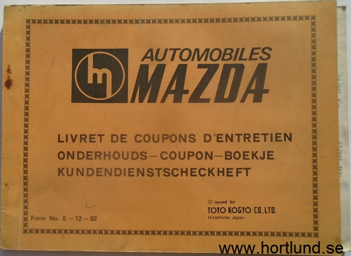 1974 Mazda Kundendienstscheckheft Servicehäfte
