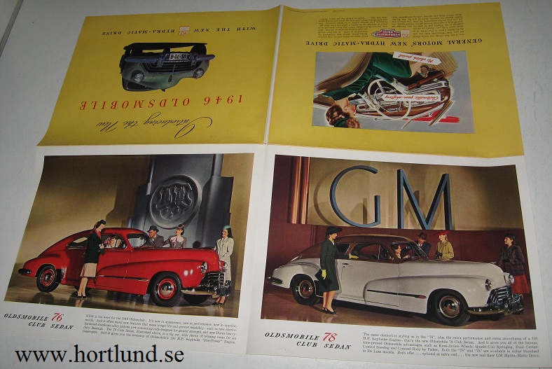 1946 Oldsmobile färgbroschyr folder - 2