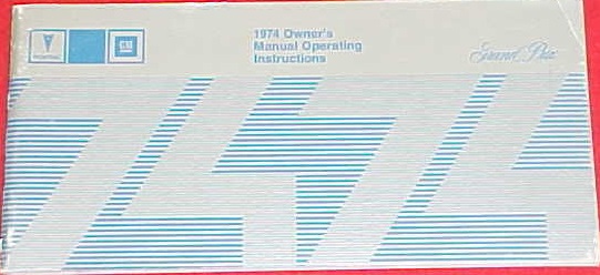 1974 Pontiac Owner's Manual Grand Prix